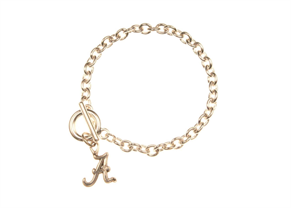 Gold Plated Initial Mens Toggle Bracelet